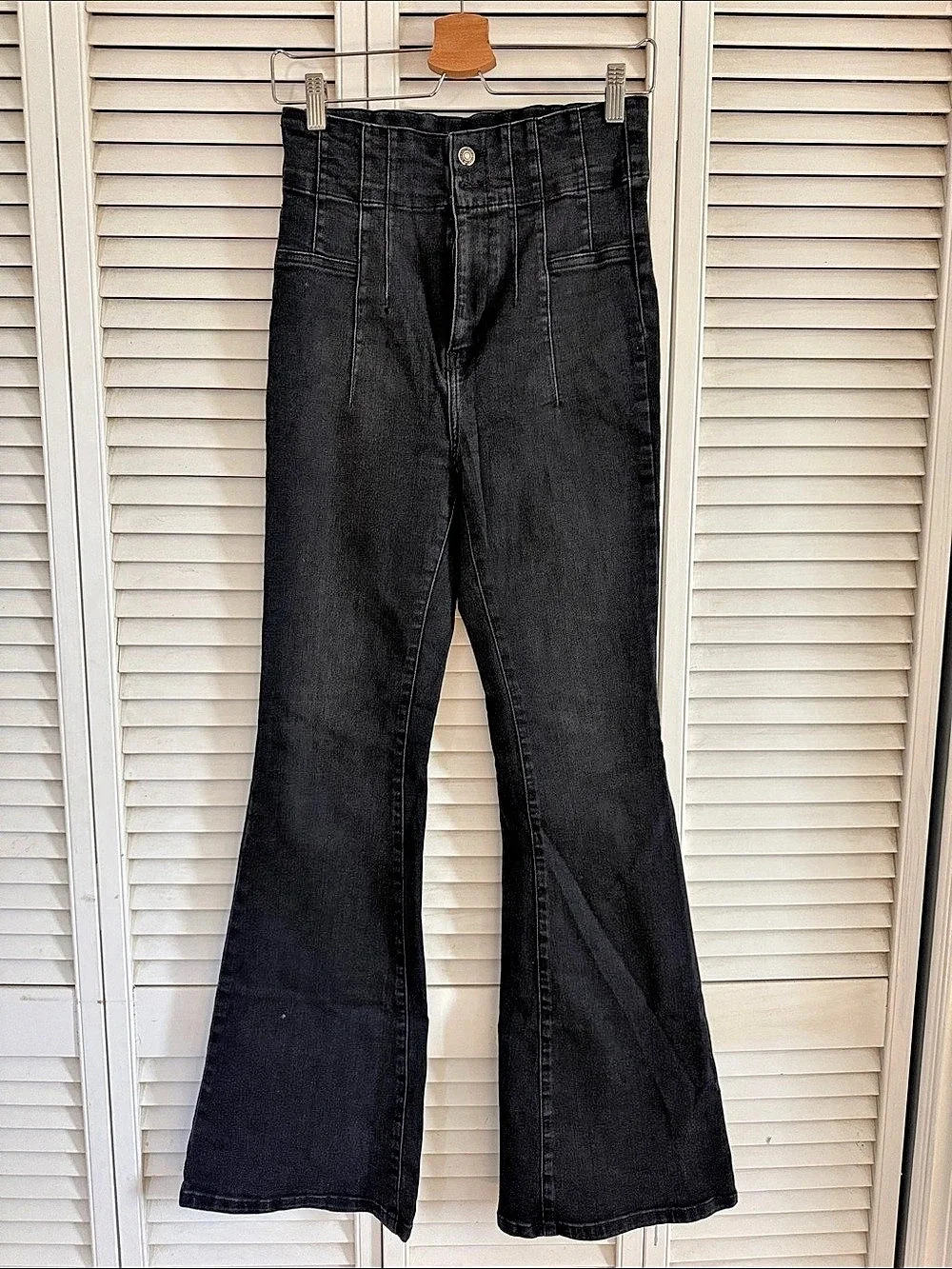 Free People Penny Pull-On Flare Jeans Black